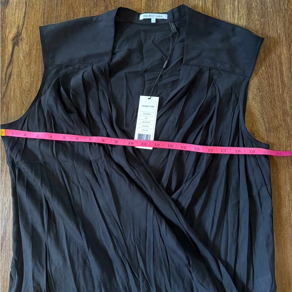 Helmut Lang Black Drape Front Top Size Large NWT $240 - Picture 6 of 9